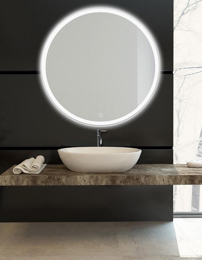 Zrcadlo kruh kulaté celkové LED osvětlení podsvícený okraj 20 mm MOONLIGHT RONDE